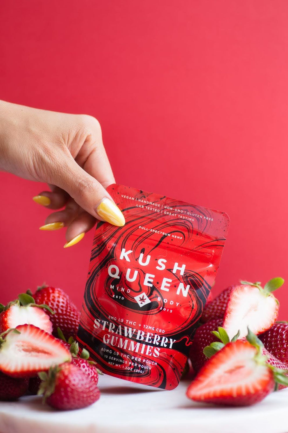 Kush Queen THC strawberry gummies package