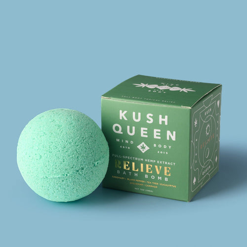 Kush Queen CBD Bath Bomb Relieve 1:1 CBD & Delta 9 THC Bath Bomb