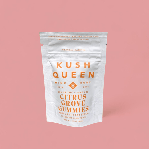 Kush Queen Ingestibles 10 Pack Citrus Grove Delta 9 THC + CBD Gummies