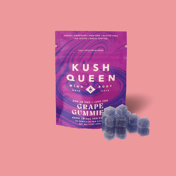 Kush Queen Ingestibles Grape Delta 9 THC + CBD Gummies