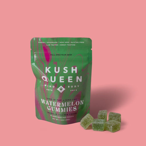 Kush Queen Ingestibles Gummies Rx Elevated Watermelon CBD + Delta 8 THC Chews