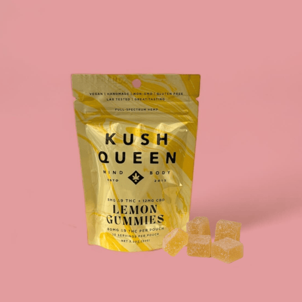 Kush Queen Ingestibles Lemon Delta 9 THC + CBD Gummies