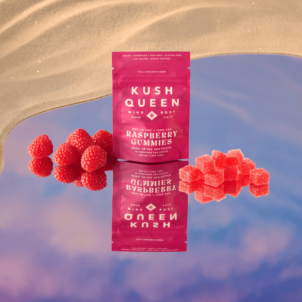 Kush Queen Ingestibles Raspberry Delta 9 THC + CBD Gummies
